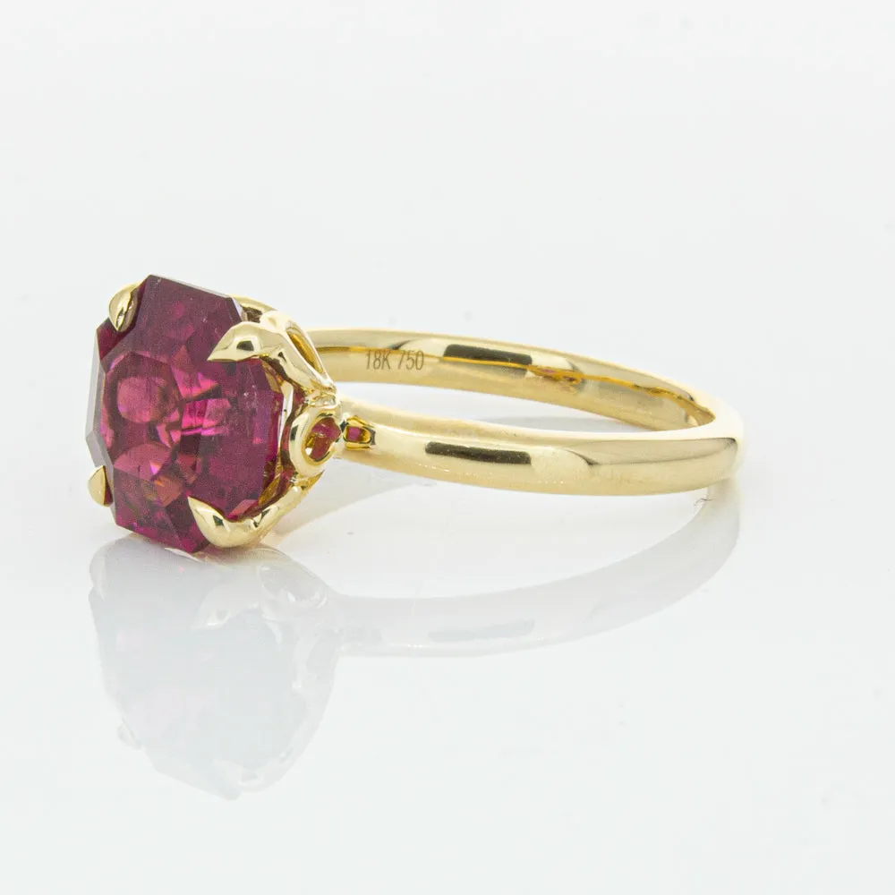 18ct Yellow Gold 3.42ct Rubellite Tourmaline Octavia Ring